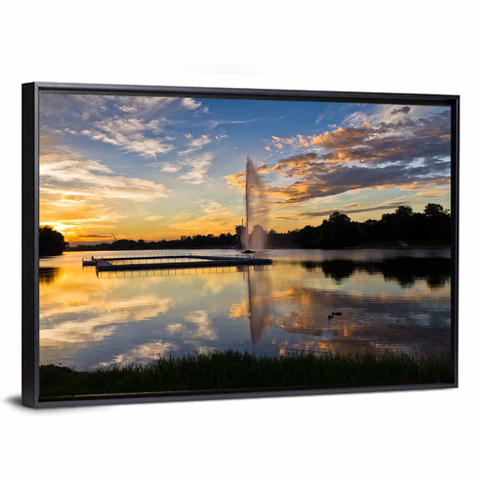 Ada Lake Sunset Ii Wall Art as a framed canvas