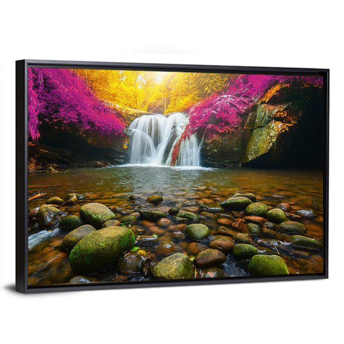 Phu Soi Dao Waterfall at Dusk Wall Art as a framed canvas