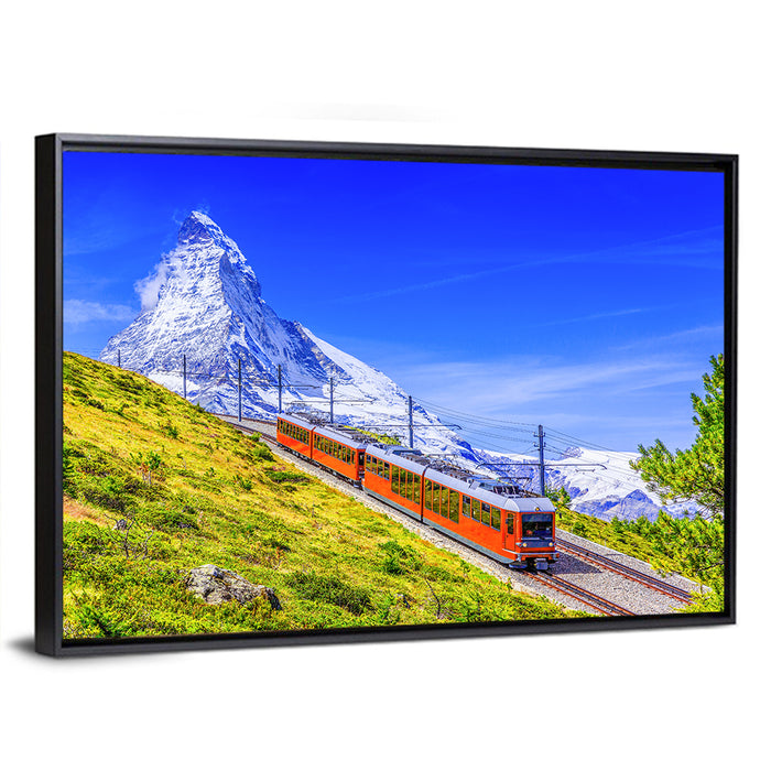 Gornergrat Train and Matterhorn Wall Art as a framed canvas