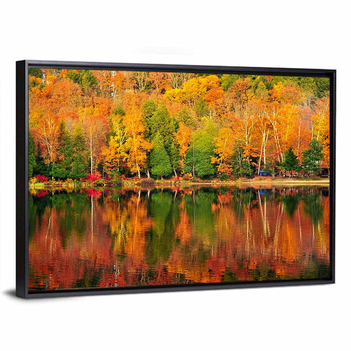 Autumn Forest Reflection Wall Art as a framed canvas