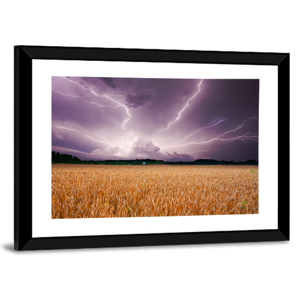 Lightning Over Wheat Field Wall Art