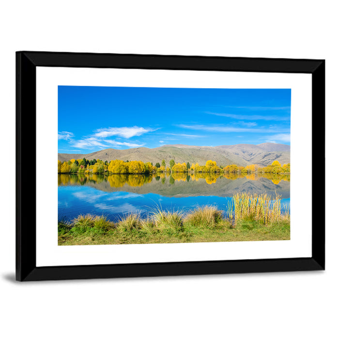 Ruataniwha Autumn Reflection Wall Art as a framed print