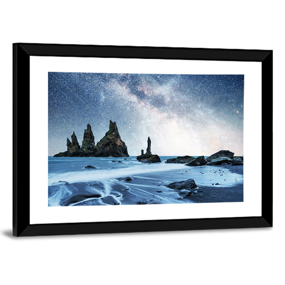 Reynisdrangar Sea Stacks Night Wall Art