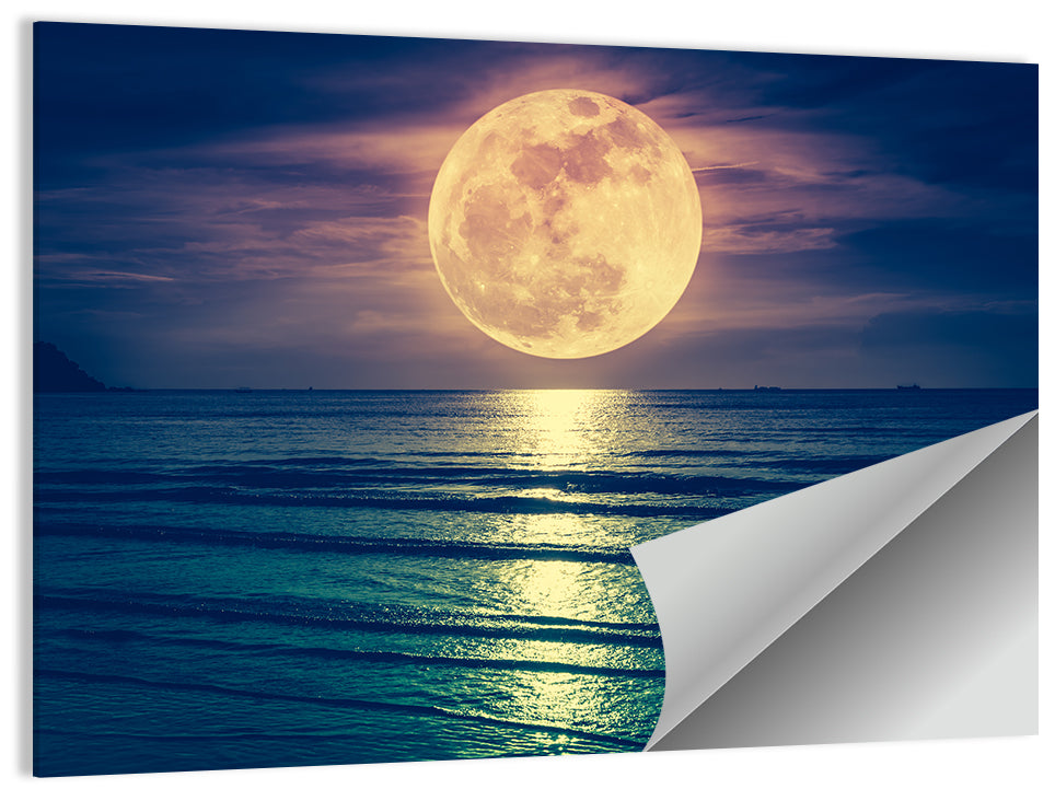 Supermoon Over Calm Sea Wall Art