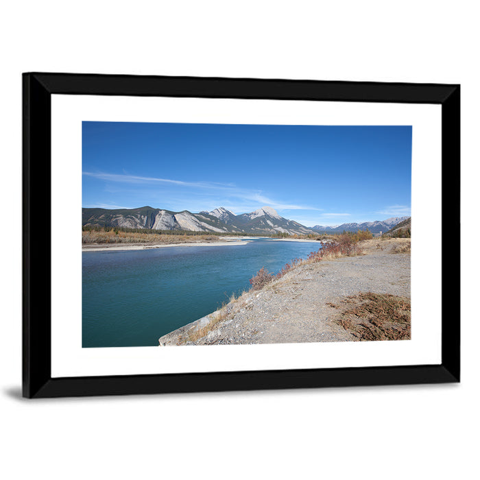 Mount Aeolus Over Athabasca Riverbank Wall Art as a framed print