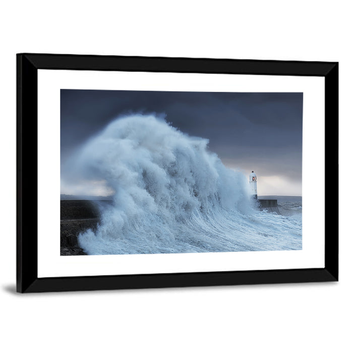 Lighthouse in a Sea Storm Wall Art as a framed print