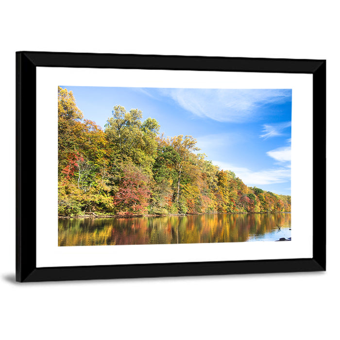 Lake Surprise Autumn Reflection Wall Art as a framed print