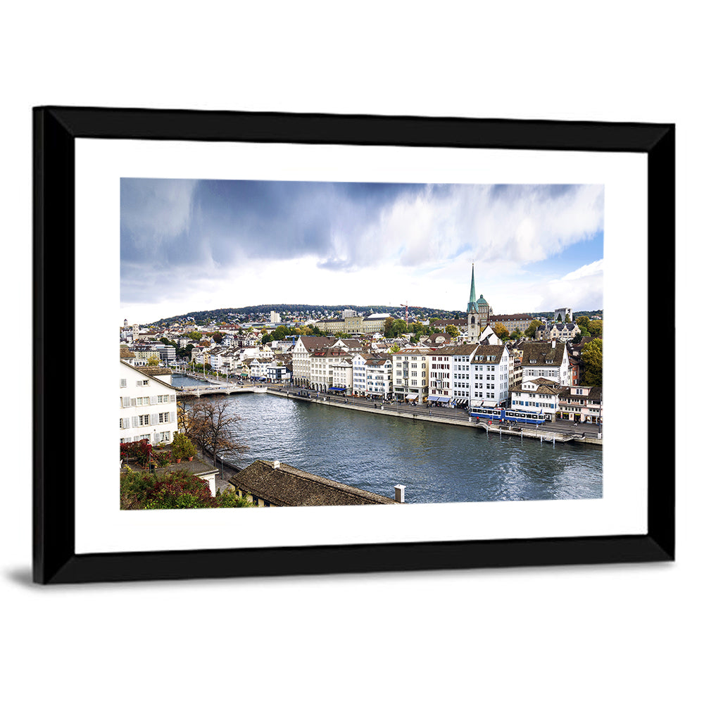 Limmat River at Fraumünster, Zurich Wall Art