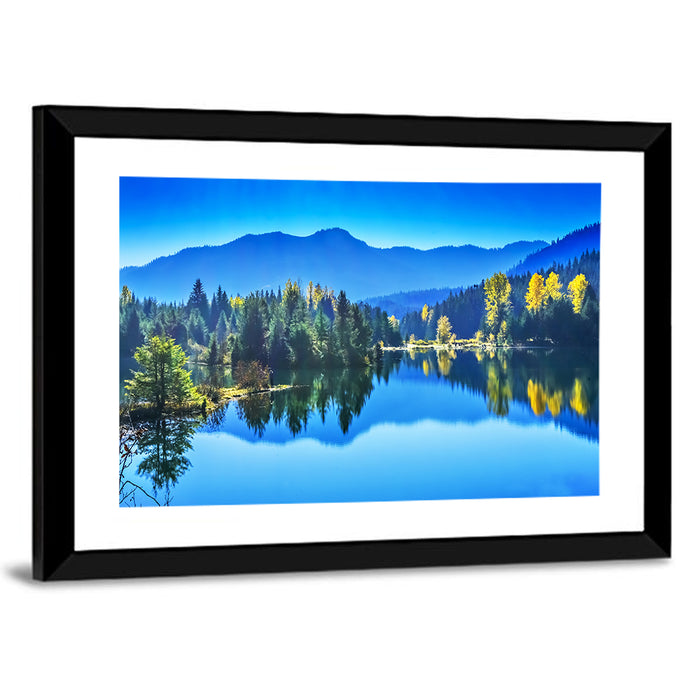 Gold Lake Reflection Wall Art as a framed print