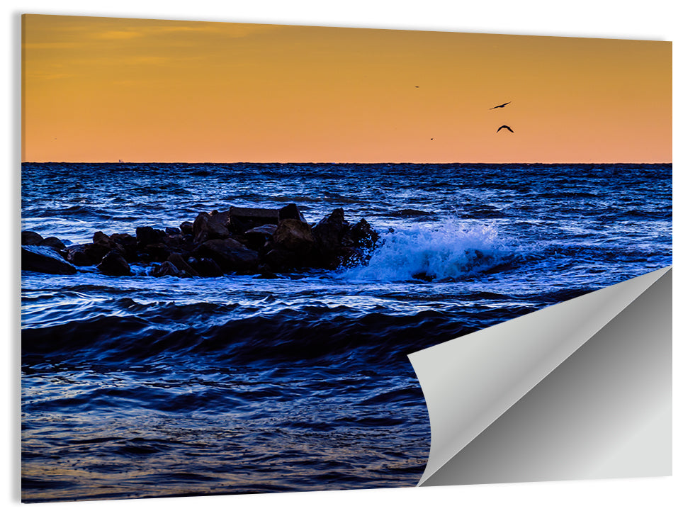 Marmara Sea Waves at Sunset Wall Art