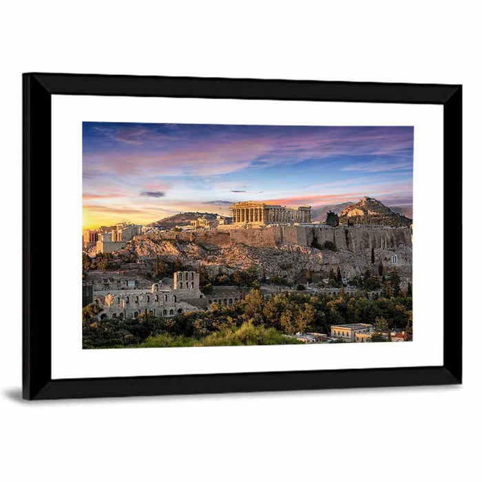 Parthenon at Sunset Wall Art as a framed print