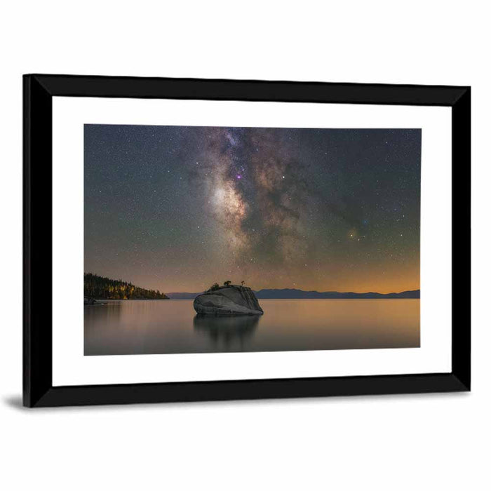 Milky Way Over Bonsai Rock Wall Art as a framed print