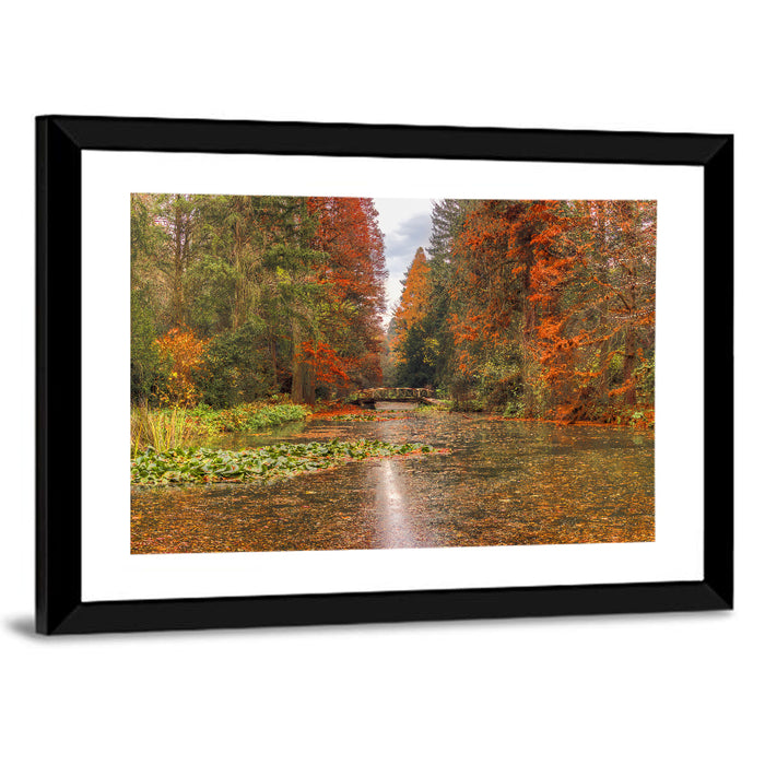 Simeria Arboretum Autumn Lake Wall Art as a framed print