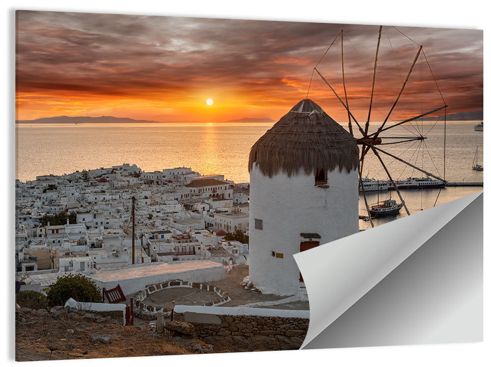 Kato Mili Sunset, Mykonos Wall Art