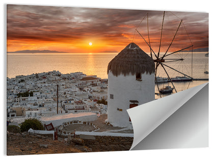 Mykonos Town Sunset Wall Art