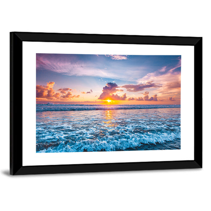 Sunburst Ocean Wave Wall Art as a framed print