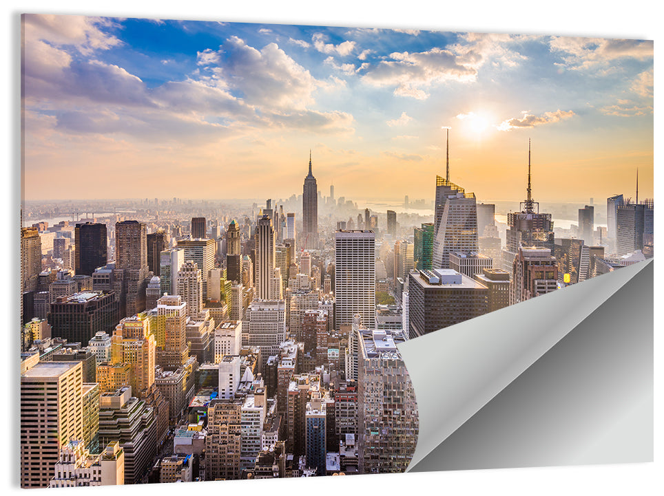 New York City Skyline at Golden Hour Wall Art