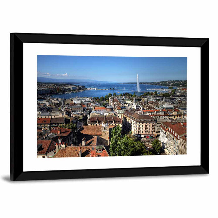 Geneva Jet D'eau Cityscape Wall Art as a framed print