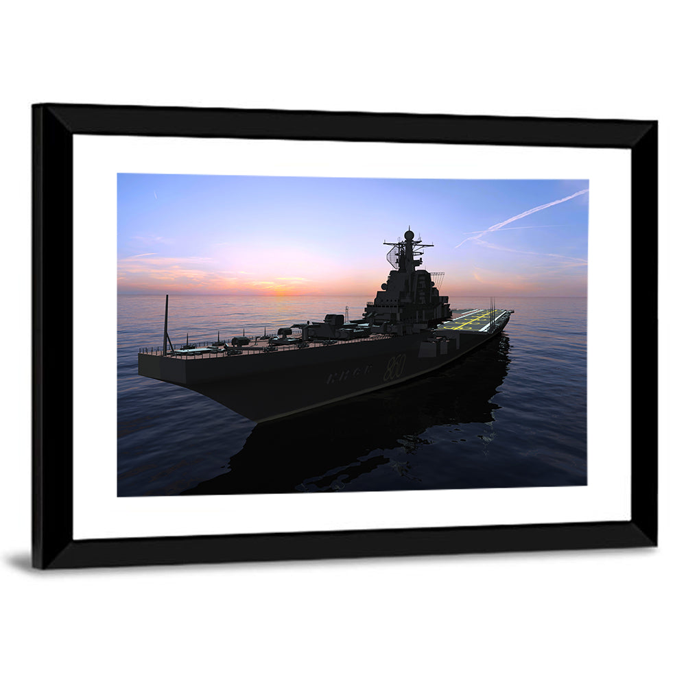 Aircraft Carrier 860 at Dusk Wall Art
