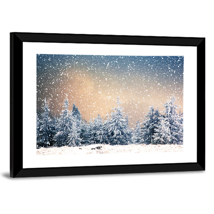 Winter Forest Wonderland Wall Art as a framed print
