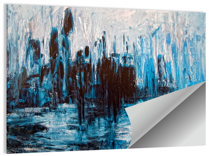 Rainy Abstract Skyline Reflection Wall Art as a poster print