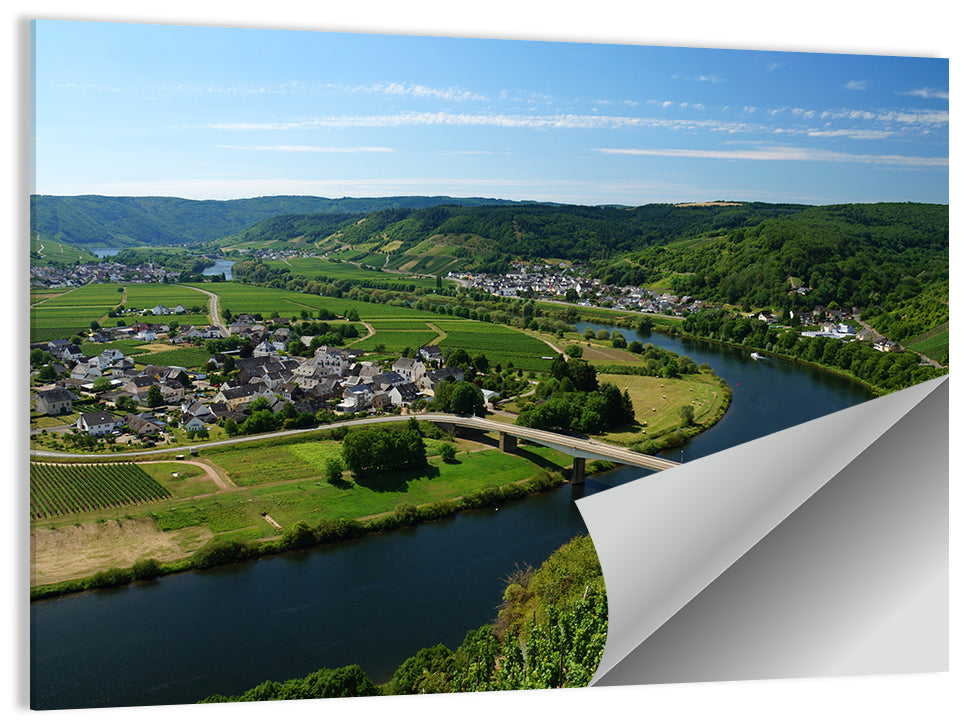 Piesport Moselle River View Wall Art, poster print, landscape