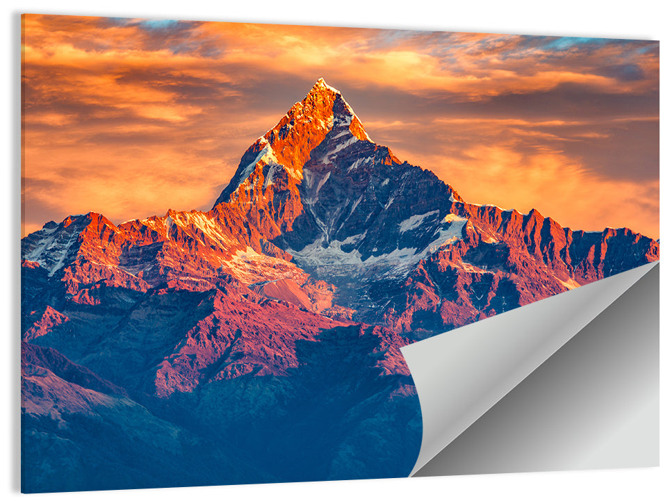 Machhapuchhre Sunrise Over Pokhara Wall Art