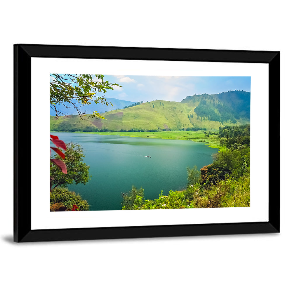 Lake Toba Boat and Hills Wall Art