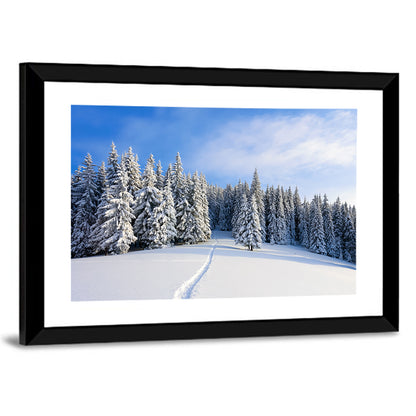 Snowy Mountain Forest Path Wall Art