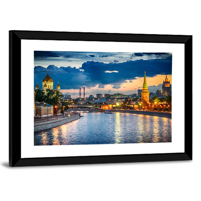 Kremlin on the Moskva River Wall Art as a framed print