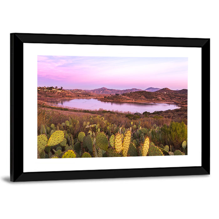 Lake Hodges Sunset Wall Art as a framed print