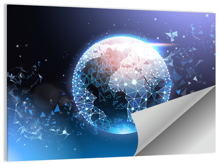 Wireframe Globe Network Wall Art as a poster print
