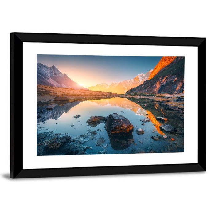 Himalayan Lake Reflections Wall Art as a framed print