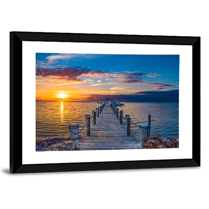 Islamorada Pier at Golden Hour Wall Art as a framed print