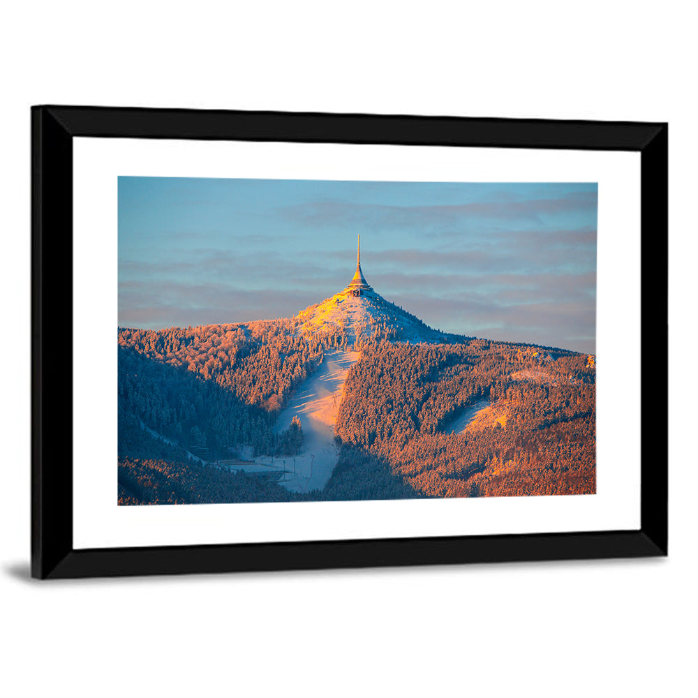 Ještěd Summit at Golden Hour Wall Art