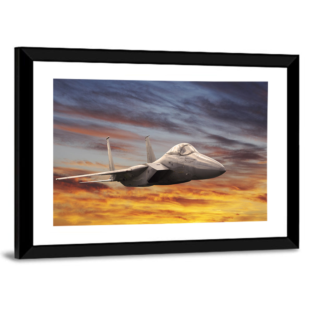 Sunset Fighter Jet Wall Art