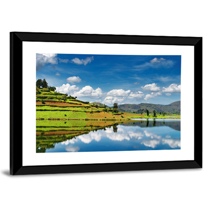 Bunyonyi Lake Reflection Wall Art as a framed print