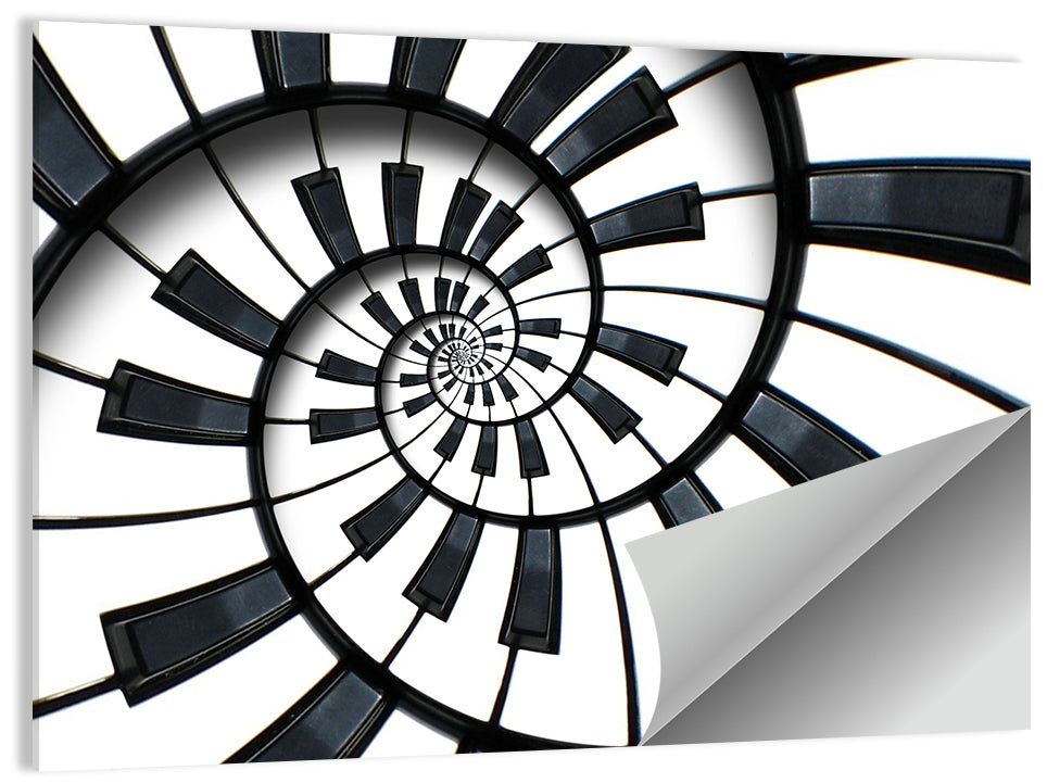 Recursive Spiral Piano Keys Wall Art