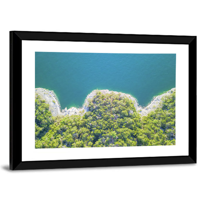 Lake Travis Shoreline Aerial Wall Art as a framed print