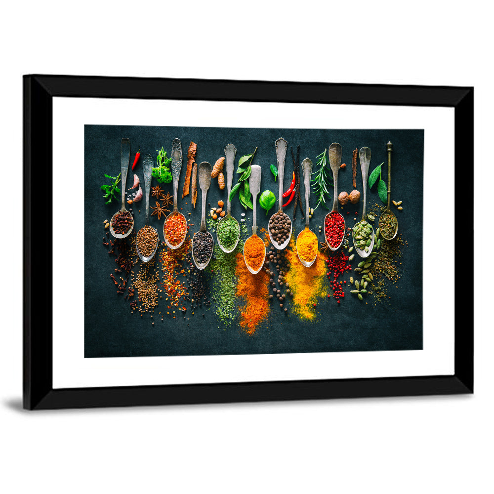 Assorted Spices and Spoons Wall Art