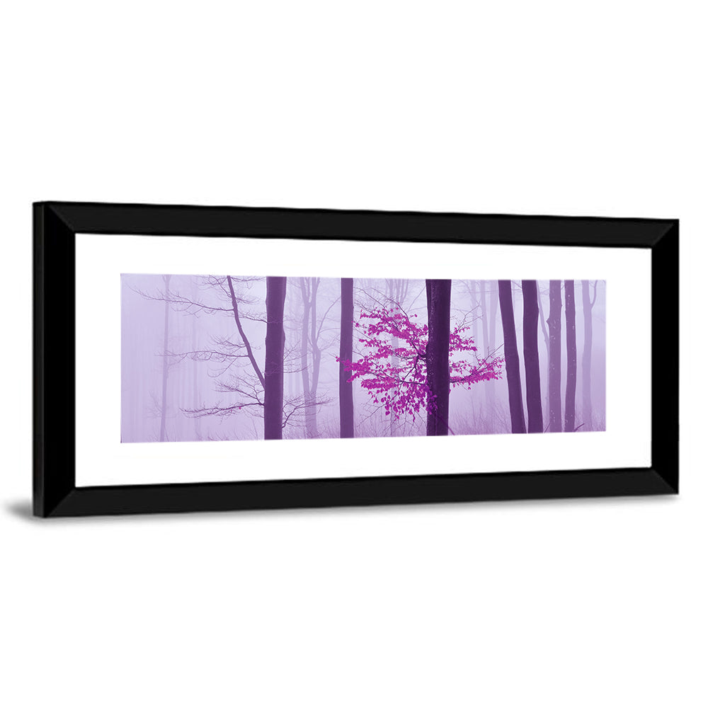 Magenta Tree in Foggy Forest Wall Art