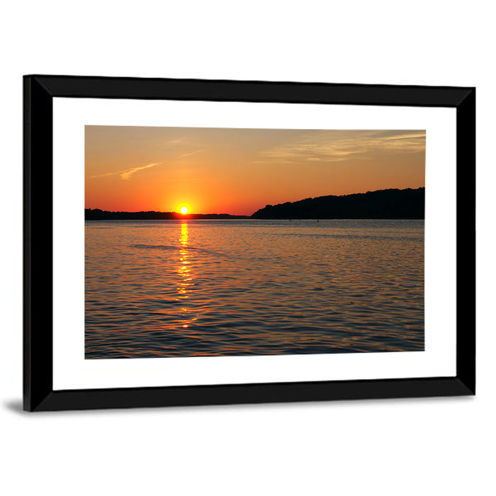 Mississippi River Sunset Wall Art as a framed print
