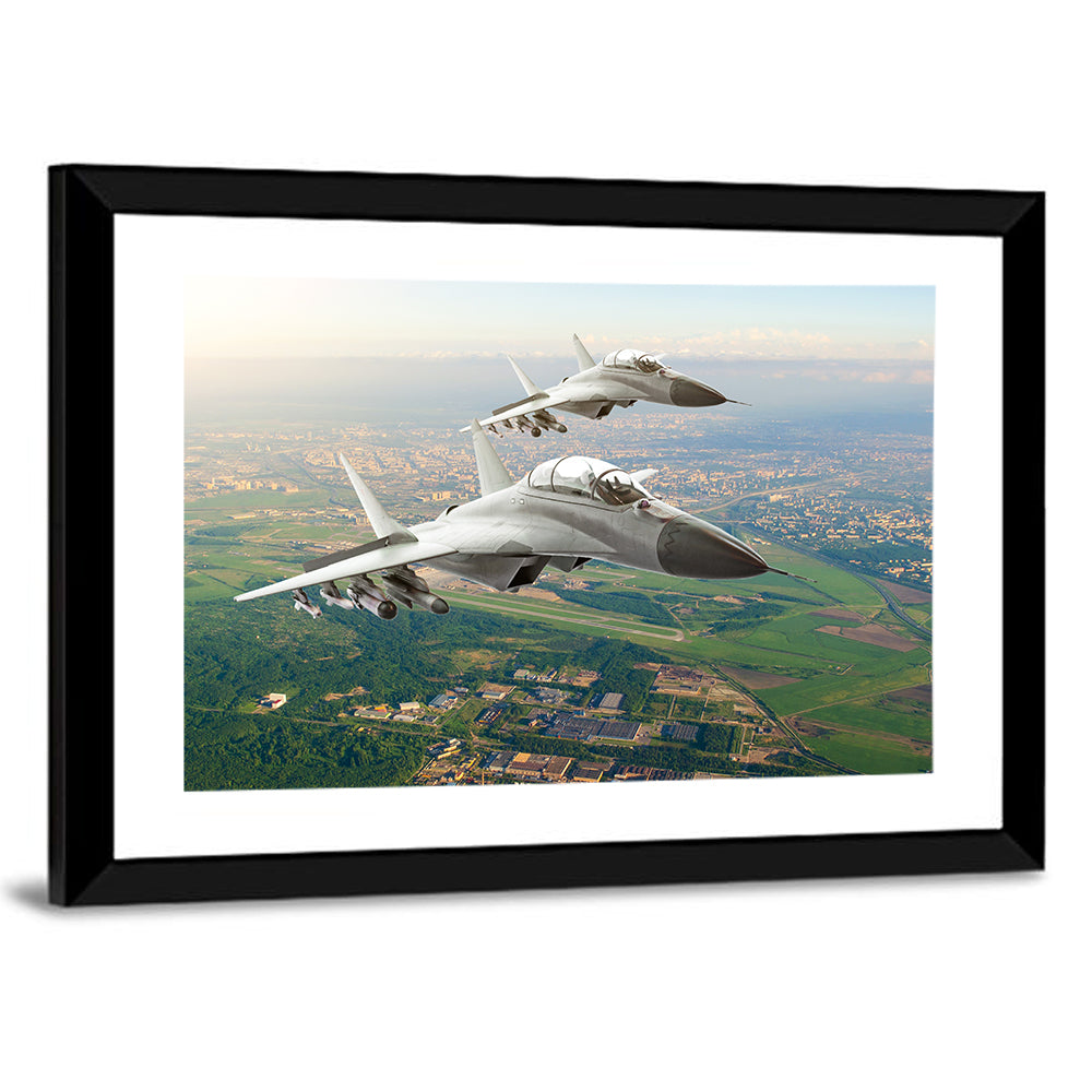 Military Fighter Jets Pair Wall Art