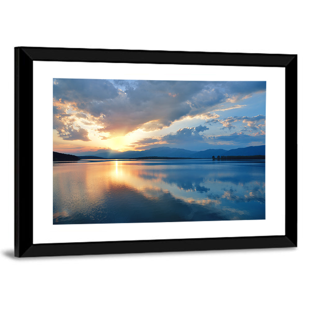 Golden Hour Lake Reflection Wall Art