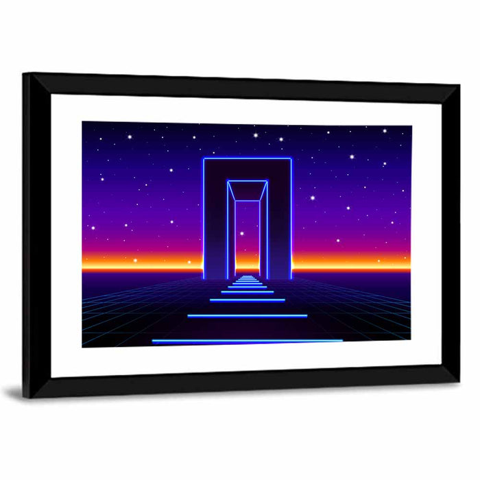 Neon Road to the Future Wall Art as a framed print