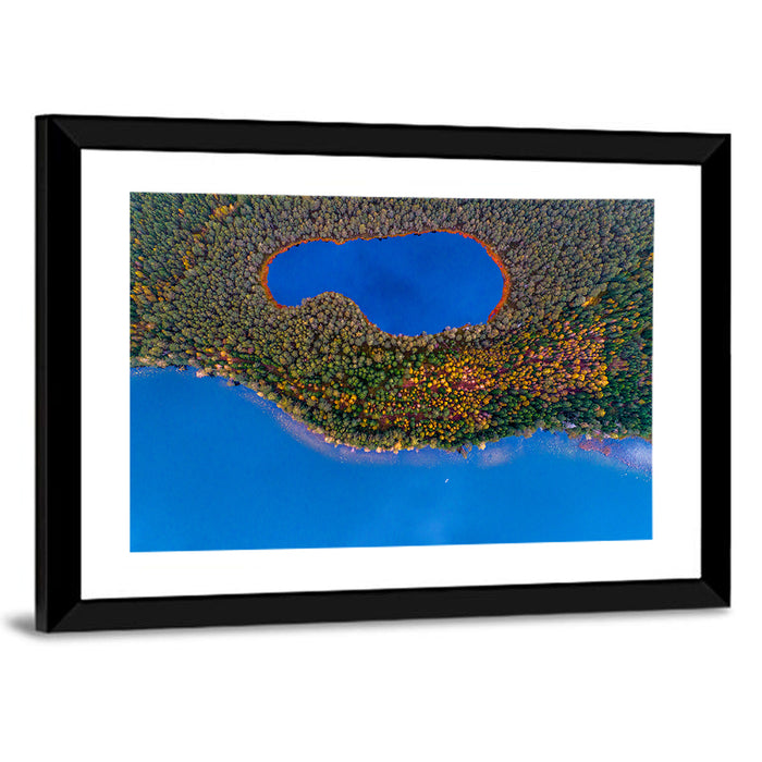 Autumn Forest Lake Wall Art as a framed print