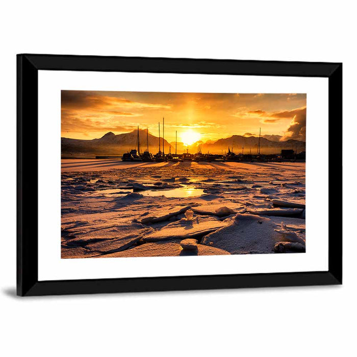 Lofoten Island Sunset Wall Art as a framed print