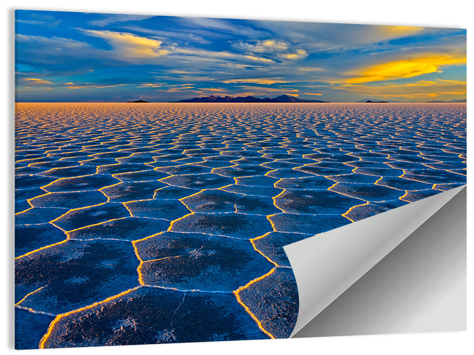 Salar De Uyuni Salt Flats at Sunset Wall Art