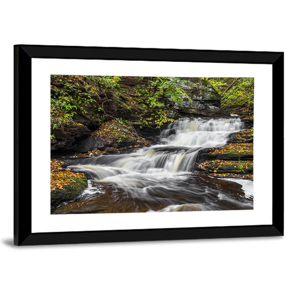Cascading Autumn Waterfall Wall Art