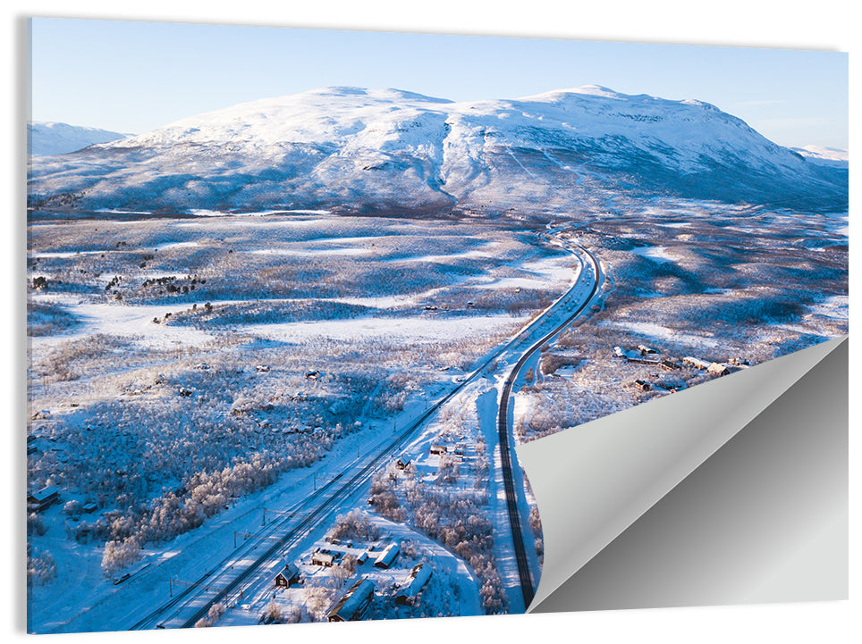 Snowy Valley with Parallel Tracks Wall Art